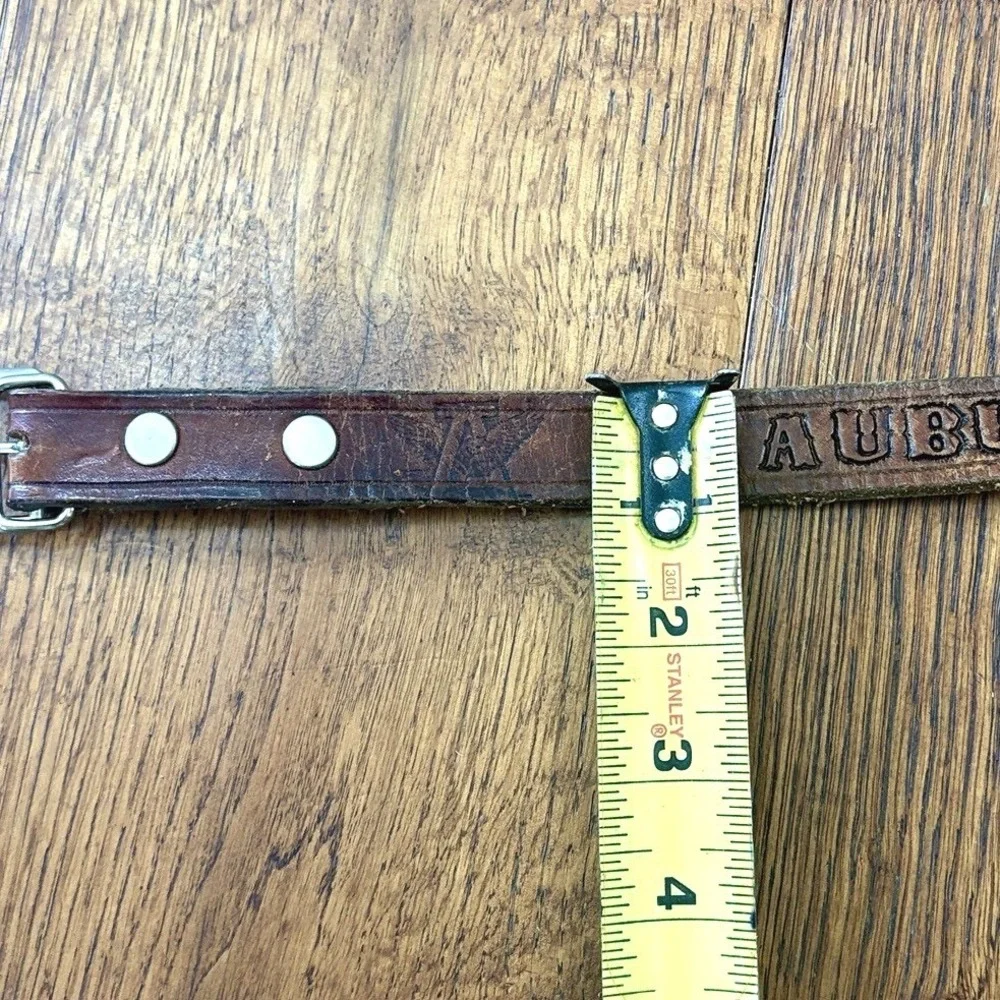Vintage Auburn Tigers Leather Belt Brown Embossed Eagle‎ Logo Mens Size 32 34